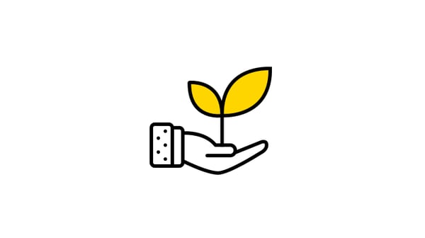 Icon of a hand holding a flower