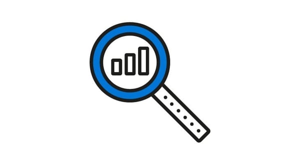 Magnifying glass icon in blue