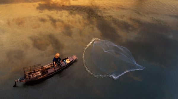 Fisherman at sea