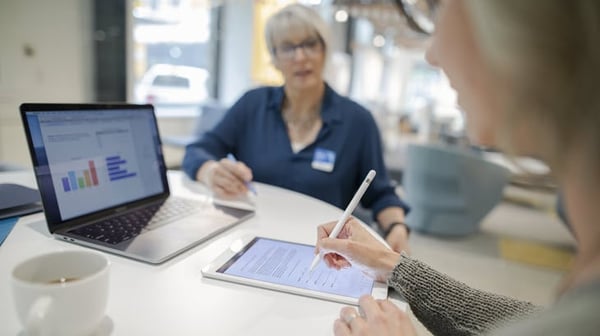 Colleagues working at a table