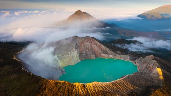 Aerial view of a mountain lake