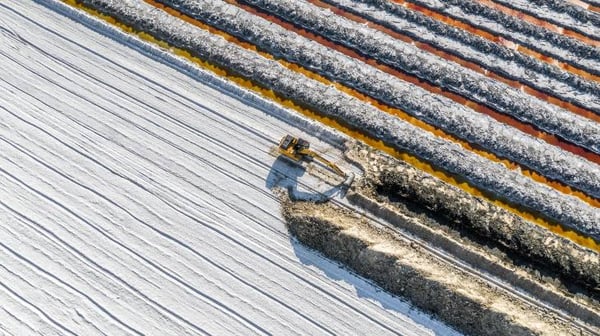 Excavator working at a salt mine