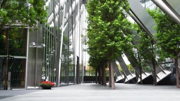 Modern office building atrium