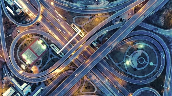 Aerial view of motorway junctions