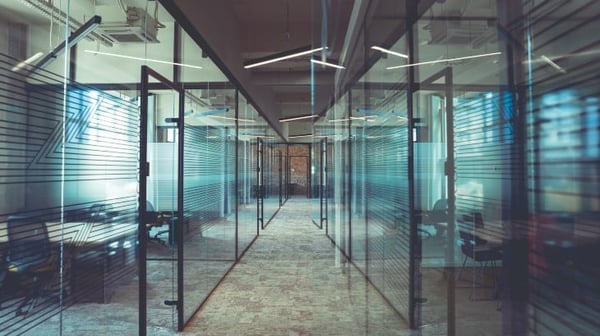 Inside glass offices