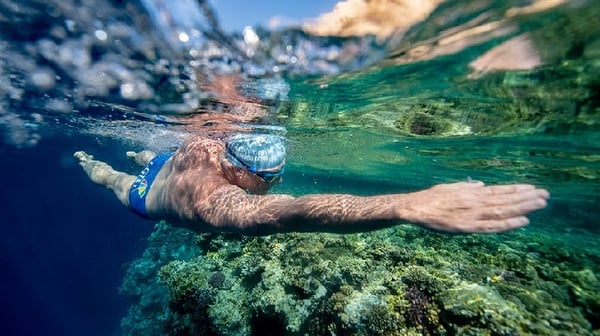 Lewis Pugh swimming in the Red Sea